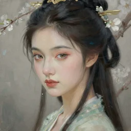 portrait of a graceful spring goddess, esoteric, muted colors, head in focus, spring aesthetics, intricate details, elegant, highly detailed, hyperrealistic painting, artstation, concept art, painterly, sharp focus, illustration, art by emilia elfe
