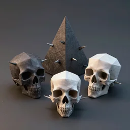 triangles, thorns, skulls, origami, hyperprism, evil, high detail, 4 k