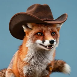 A fox wearing a cowboy hat, digital art, passionate, grandiose