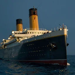 the titanic, sinking by night