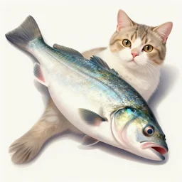 toothfish covered with cat