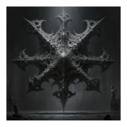 professional concept art of a symmetrical fractal ominous floating terrifying thing in a dark room by artgerm and greg rutkowski ( thin white border ). an intricate, elegant, highly detailed digital painting, concept art, smooth, sharp focus, illustration, in the style of cam sykes, wayne barlowe, igor kieryluk.