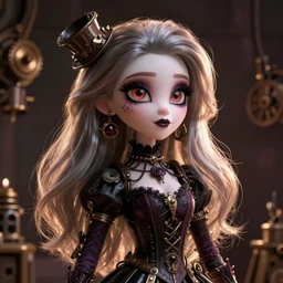Lofi Vampire Goth Steampunk portrait Pixar style by Tristan Eaton Stanley Artgerm and Tom Bagshaw