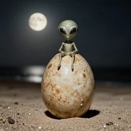 an early 1 9 0 0 s photograph of an alien egg on the beach, moonlight, at nighttime,