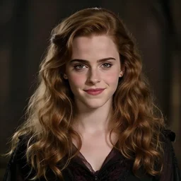 emma watson as sexy evil hermione granger, dark witch, photo shoot, cute coy smirk, temptress