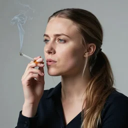hyper - realistic studio photograph of greta thunberg smoking a cigarette
