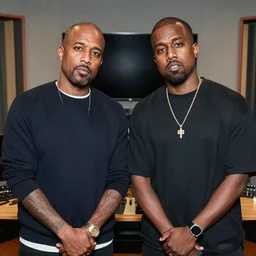 a photo of kanye west in the studio with playboi carti and tyler, the creator, paparazzi photography, nikon d 7 5 0, f / 2 2, complimentary - colors, posterization, shaders