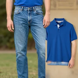 George Washington wearing blue jeans and a blue polo