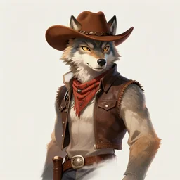 character portrait icon of the anthro male anthropomorphic wolf fursona wearing cowboy outfit wild west desperado character design stylized by charlie bowater, ross tran, artgerm, and makoto shinkai, detailed, soft lighting, rendered in octane