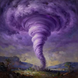 extremely beautiful purple tornado painting by leonardo da vinci uhd 4 k
