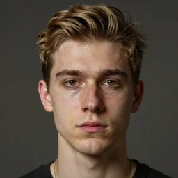 tall man in his twenties with brown blond short quiff hair and round facial structure with cleft chin, straight eyebrows, cheekbones, big hazel nut brown eyes, atmospheric lighting, painted, intricate, 4 k, highly detailed by charlie bowater