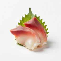 handcrafted sashimi, high detail macro photography, isolated on a pure white background, centered, entire object in frame, sharp focus, soft studio lighting