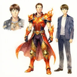 concept art of mark zuckerberg as a fire emblem character, long shot, colour splash, detailed full body watercolour illustration by Yusuke Kozaki and Hidari