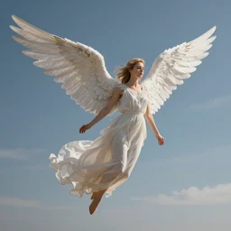 beautiful angel soaring in the sky, wide - angle, ultra - detailed, digital art, trending in artstation, cinematic lighting, studio quality, smooth rendering, concept art, smooth, clear focus, illustration, artgerm and greg rutkowski, artei freytag