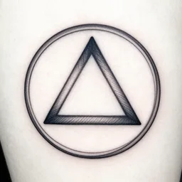 amazing detailed sobriety triangle inside a circle tattoo line work