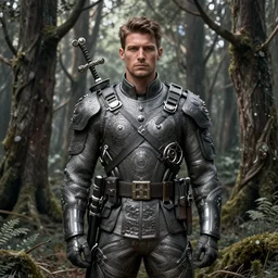 male soldier in the forest, by Greg Rutkowski!!!, D&D, fantasy, intricate, elegant, highly detailed, digital painting, artstation, concept art, matte, sharp focus, illustration