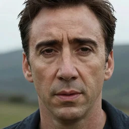 close up a beautiful face of Nicolas Cage portrait, 20 years old in a scenic environment by Ilya Kuvshinov