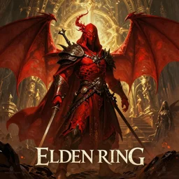 Elden Ring and Doom themed painting of red wizard Ommadan from The Flight of Dragons, animated dark fantasy matte painting movie poster, golden ratio, trending on cgsociety, intricate, majestic, dark epic fantasy, trending on artstation, by Frank Frazetta and John Howe, highly detailed, vibrant, cinematic quality character render; low angle; ultra high quality model; production quality cinema model