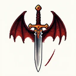 pixal art drawing of a demonic blade