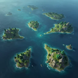 ultra realistic illustration, many tiny islands on vast ocean, matte paiting, hyperdetailed photorealism by greg rutkowski, rich contrast of colors, 1 0 0 mega pixels, league of legends artwork