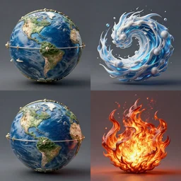 highly detailed art on artstation, artstation style and form, fantasy, the 4 elements of earth, air, wind and fire