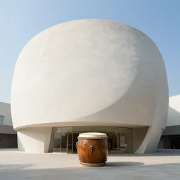 ! dream! dream an art museum whose architecture is inspired by drum and flute instrument pieces, fluid dynamics, undulating sculpture ar 1 6 : 9