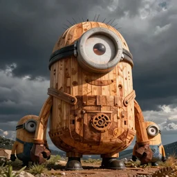massive wooden structure of a minion