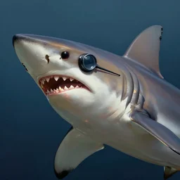shark portrait, monocle eye, illustration