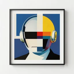 Memphis abstract minimal art, Team Tomorrow, inspired by Andy Warhol and Daft Punk