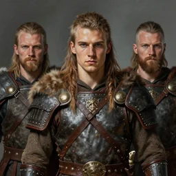portrait of a handsome young barbarian warrior, art by greg danton and denys tsiperko and bogdan rezunenko, hyperrealism