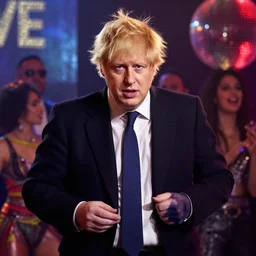 boris johnson at a discotheque, afro, hd