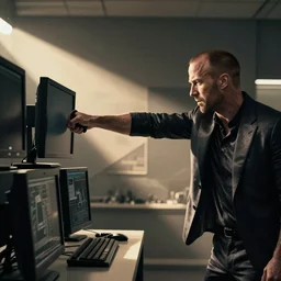 jason statham punching computers