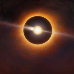 a total solar eclipse dominates the sky. beautiful painting by artgerm and greg rutkowski, dramatic lighting, rich colors.