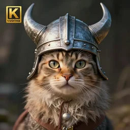 a cat wearing a viking helmet on his head. soft lighting, adventurous, atmospheric lighting, 8 k, octane render. by makoto shinkai, stanley artgerm lau, wlop, rossdraws, james jean, andrei riabovitchev, marc simonetti, krenz cushart, sakimichan, d & d trending on artstation, digital art.