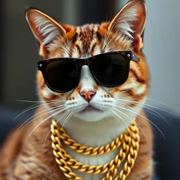 cool cat wearing shades and a gold chain