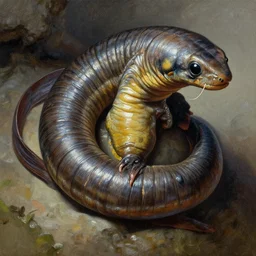 subject : eel portrait, style : very detailed heavy textured frank frazetta painting, very sharp detail