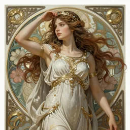 Artemis, greek, fantasy, intricate, elegant, highly detailed, digital painting, artstation, concept art, matte, sharp focus, illustration, art by Artgerm and Greg Rutkowski and Alphonse Mucha
