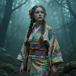 stunning, breathtaking, awe - inspiring award - winning concept art of kiernan shipka as a faerie wearing a colorful kimono, extremely moody lighting