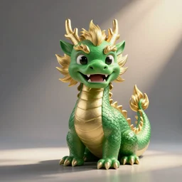 green dragon, smiling, studio shot, volumetric lighting