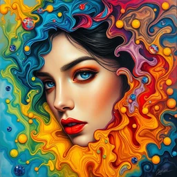 an intricate oil painting of a beautifull woman portrait surounded by hiper detailed inkdrop in water, melting colorfull wax, fluid acrilic art, colorfull, excelent composition, by yoshitaka amano, by greg rutkowski, by alphonse mucha by jeremyg lipkinng, by rhads, by ross tran, by artgerm, octane render