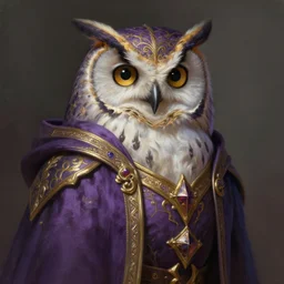 a detailed portrait of an owl wizard dressed with an enchanted robe, by justin gerard and victo ngai, digital art, realistic painting, very detailed, fantasy, character design, dnd, trending on artstation