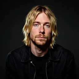 portrait of Kurt Cobain if he were still alive in 2022, dramatic lighting
