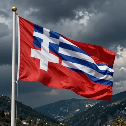 a new flag for a country, mixing Switzerland flag and Greece flag