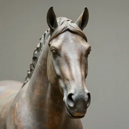 realistic photo of a horse human hybrid, horse with human face, human eyes, human lips, sharp focus, kate clark's sculptures