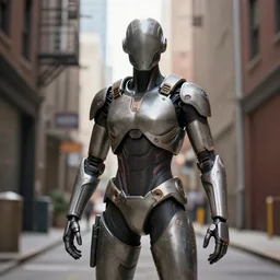 a humanoid entity in an alleyway in chicago. bright scene. fine detail. this 4 k hd image is trending on artstation, featured on behance, well - rendered, extra crisp, features intricate detail, epic composition and the style of unreal engine.