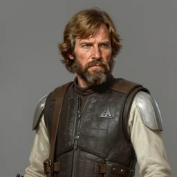 portrait of a man by Greg Rutkowski, Commander Luke Skywalker from Star Wars Expanded Universe, he is about 60 years old, beard, wearing tactical gear of the Galactic Alliance, highly detailed portrait, digital painting, artstation, concept art, smooth, sharp foccus ilustration, Artstation HQ