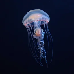 Jellyfish swims in the dark, trending on artstation, 30mm, by Noah Bradley