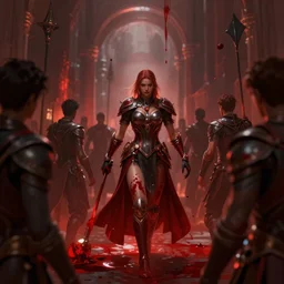 hall in the blood, shallow depth of field, highly detailed, digital painting, trending artstation, concept art, illustration, cinematic lighting, vibrant colors, photorealism, epic, octane render