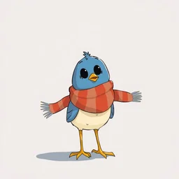 a cute disney pixar skylark wearing a scarf. anime illustration by edward gorey