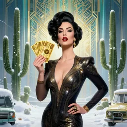 epic professional digital art of ⛄ 🤑 👂 🌵 art deco, fantastic, detailed, wow